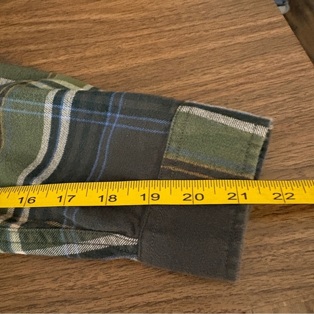 ❤️ Eddie Bauer Men's XL Classic Fit Green Blue Plaid Flannel Shirt - Picture 10 of 10
